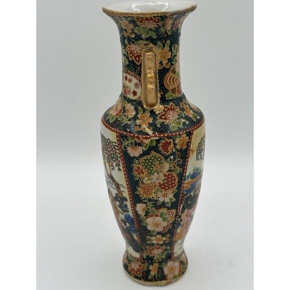 Antique Porcelain Vase Gold Gilded Geisha Hand Painted 7.75" Tall - Picture 4 of 8